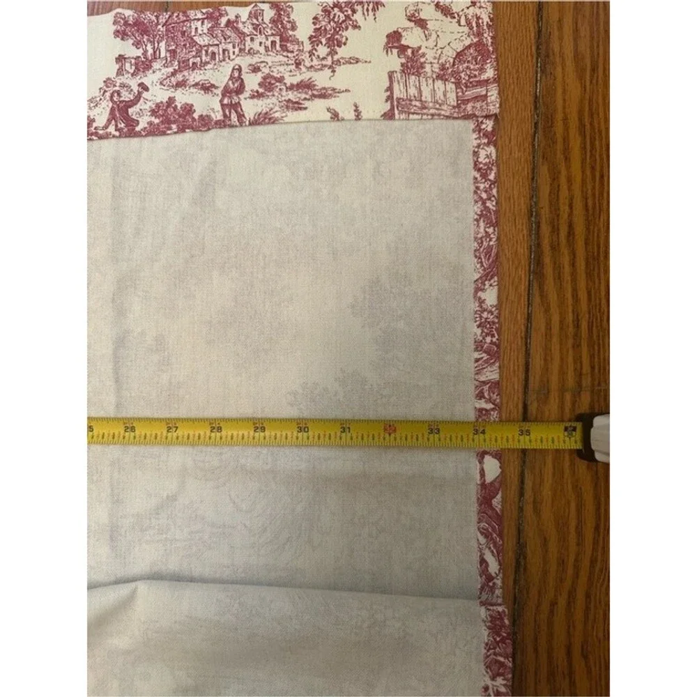 Vintage French Country Red Toile Window Treatment Set 10 Pc Cotton Made USA